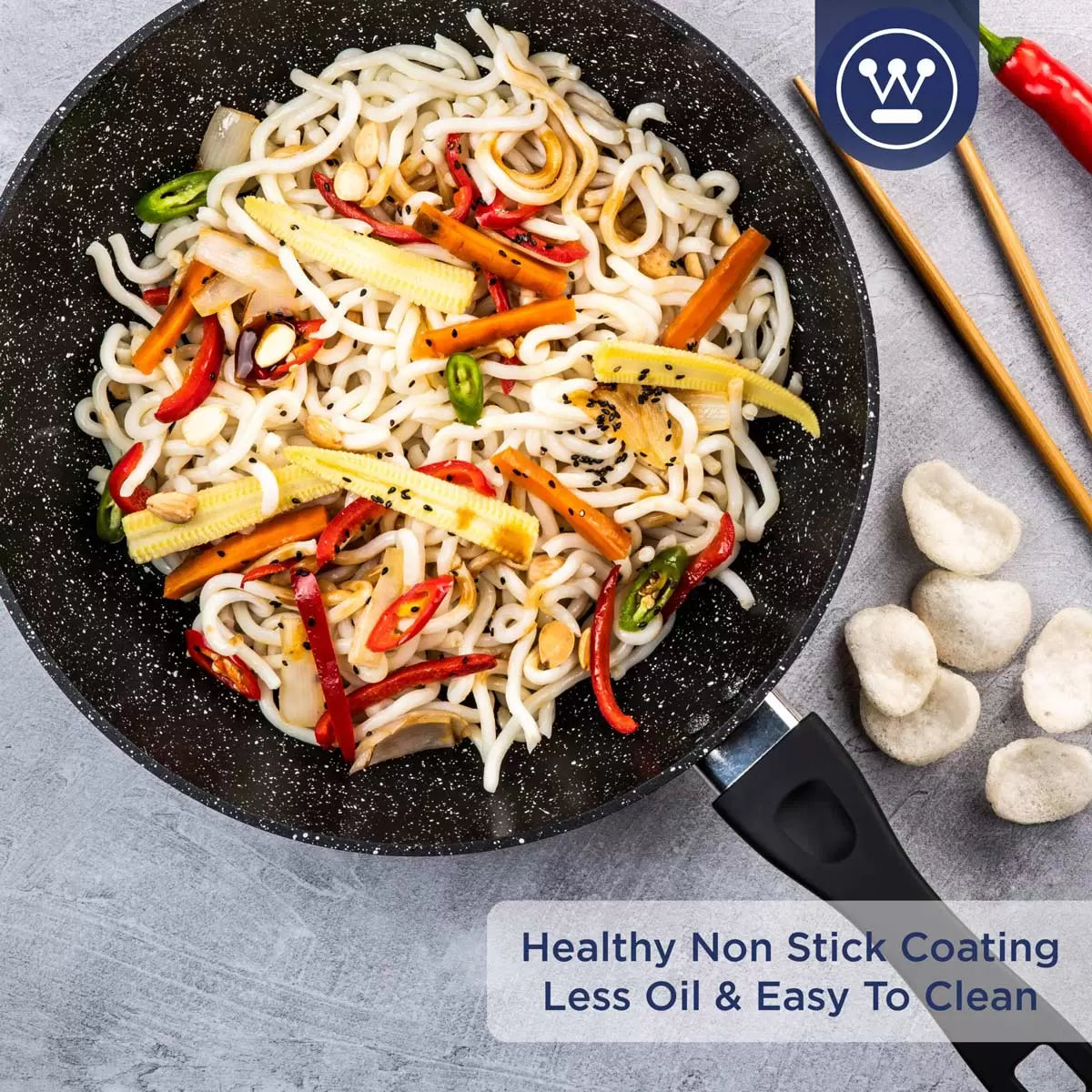 Westinghouse Essentials 5 Piece Non-Stick Cookware Set with durable pots and pans for everyday cooking and easy cleaning