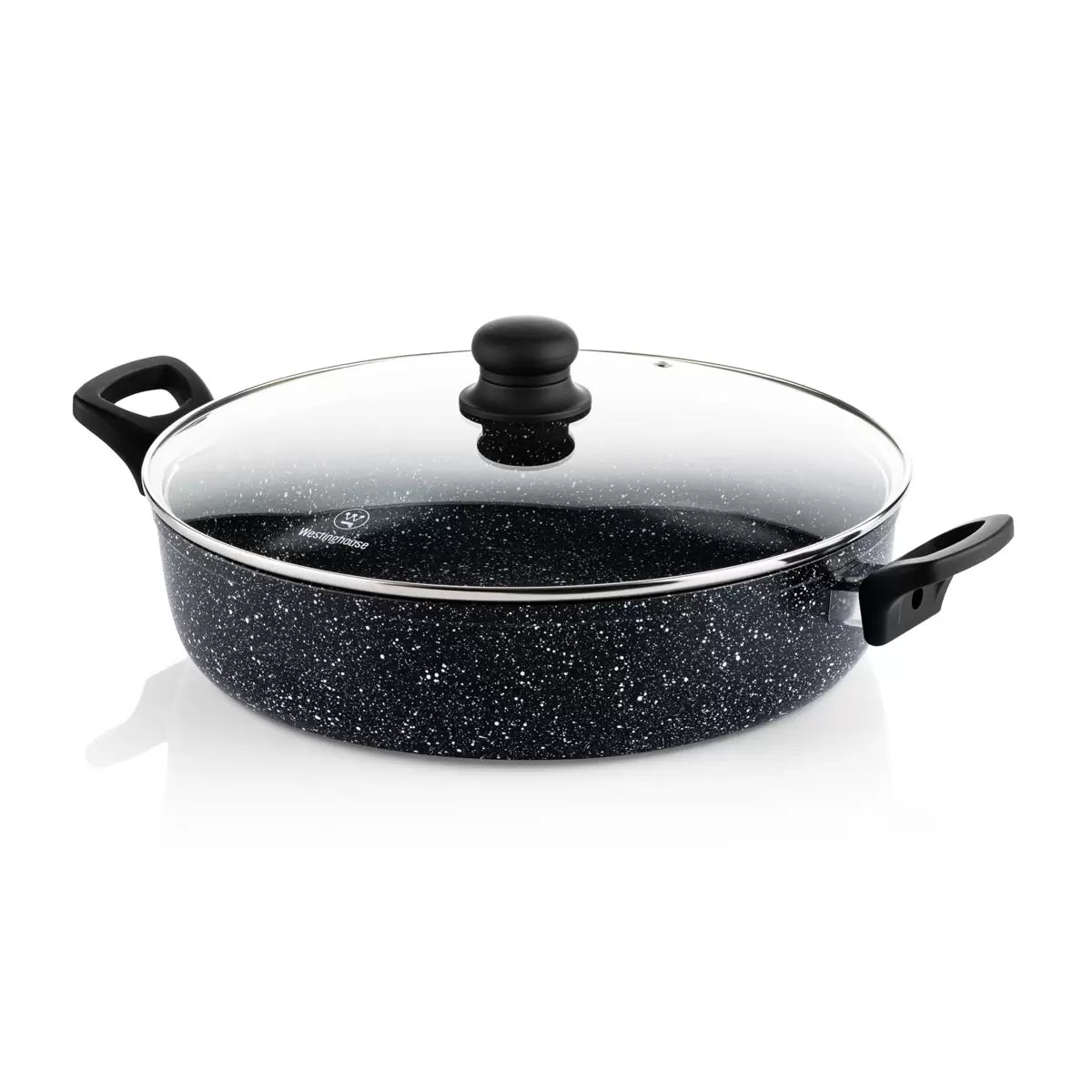 Westinghouse 32cm low non-stick casserole with tempered glass lid for family cooking and easy meal preparation