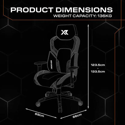 Black gaming chair with RGB LED lighting, ergonomic design, padded seat, and adjustable reclining features for gamers and streamers.
