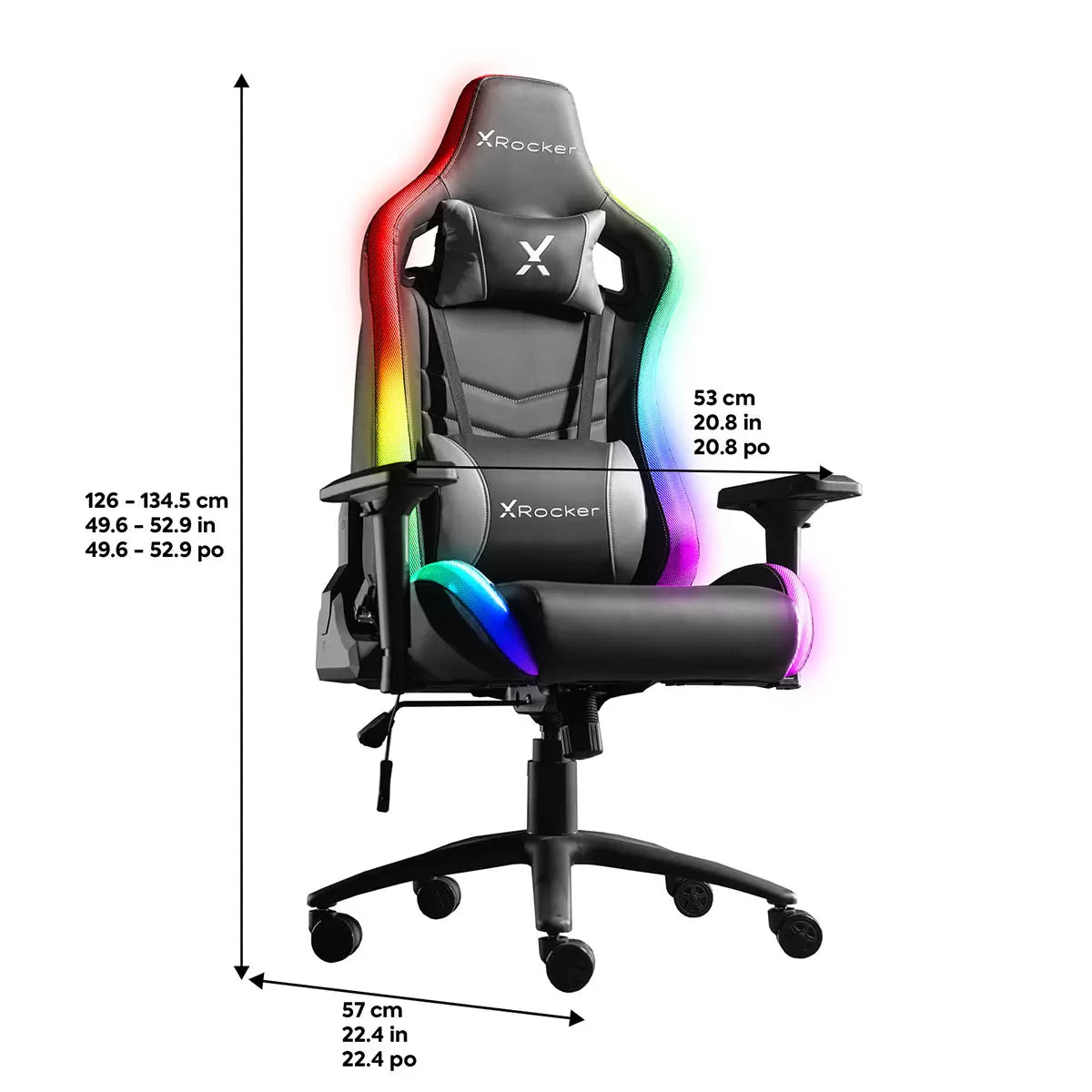 X Rocker Opal RGB Gaming Chair with LED Lights featuring customizable RGB lighting and ergonomic high-back design for immersive gaming comfort.