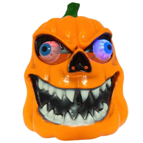 Yellow LED light-up scary Halloween mask with vivid illuminated criss-cross stitching set against a dark, pitch-black background.