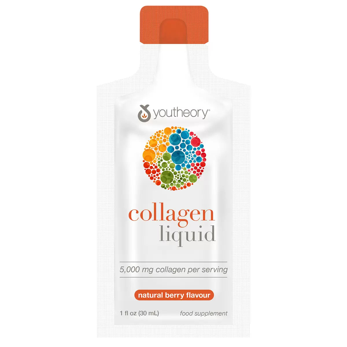 Youtheory Collagen Liquid Natural Berry 30 Count for skin elasticity, hair strength, nail health, and beauty wellness support.