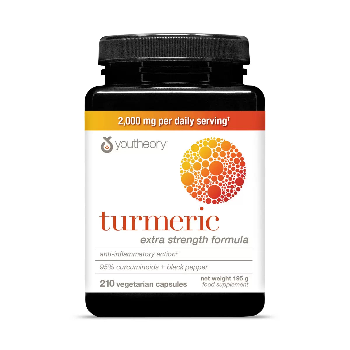 Youtheory Strong Turmeric Advanced 210 count turmeric supplement capsules for joint health mobility and antioxidant support