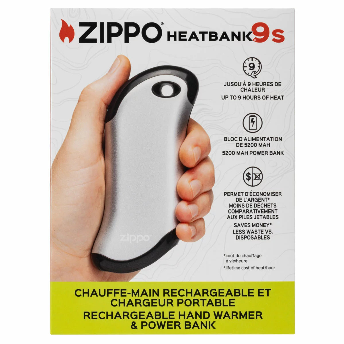 Zippo HeatBank 9s Rechargeable Hand Warmer & Power Bank | Dual Heating & Charging | Outdoor & Travel