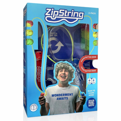 Zipstring twin pack gravity defying flying string toy demonstrating physics motion force STEM learning activity for kids