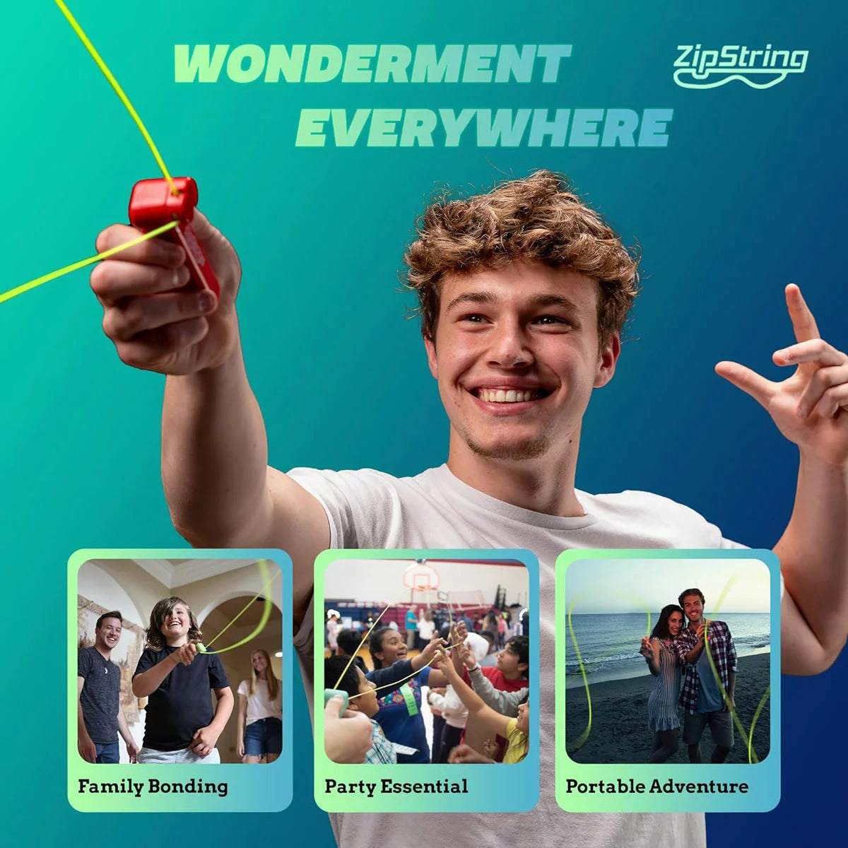 Zipstring twin pack gravity defying flying string toy demonstrating physics motion force STEM learning activity for kids