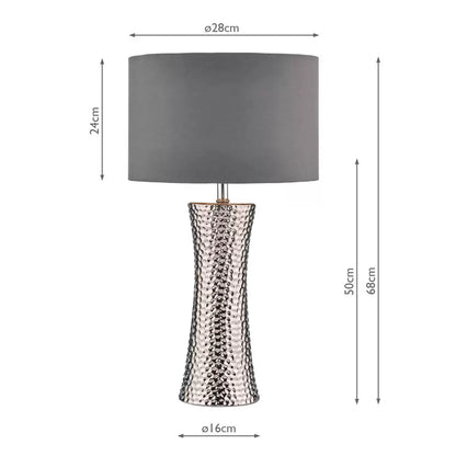Bokara Hammered Effect Ceramic Table Lamp with textured hammered ceramic base and elegant contemporary design for living room or bedroom lighting.