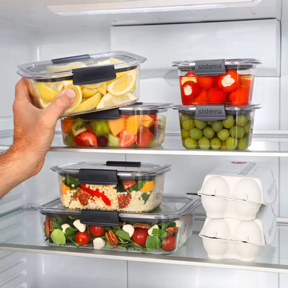 Sistema Brilliance Food Storage Set, 14 Piece – Airtight Leak-Proof BPA-Free Containers for Meal Prep, Food Storage & Kitchen Organization