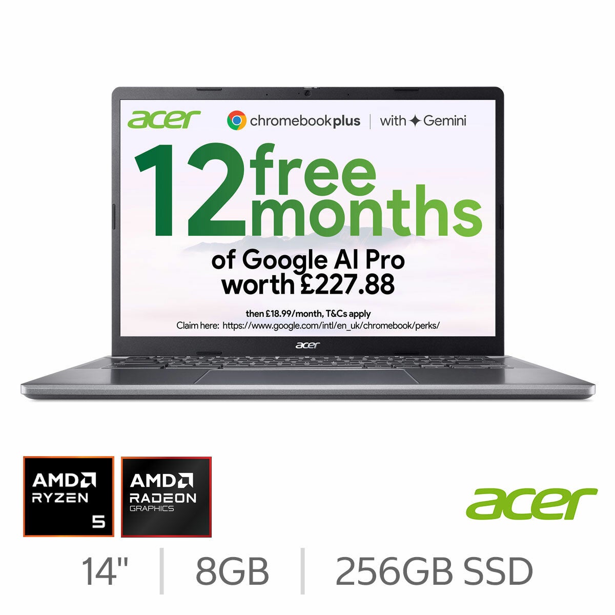 Acer Chromebook Plus 14 inch laptop, main view