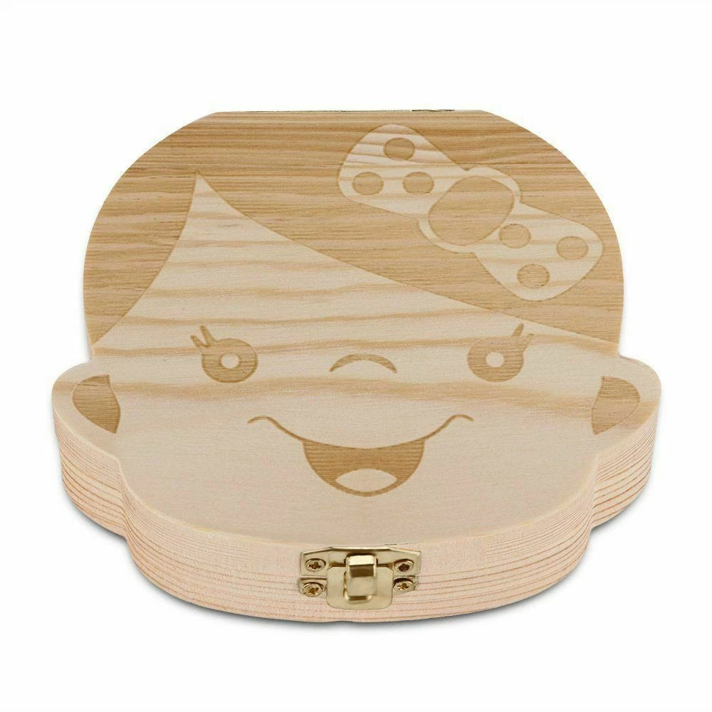 Baby Wooden Tooth Storage Box Kids Children Teeth Holder Keepsake Organizer Gift | Milk Teeth Memory Box for Boys & Girls