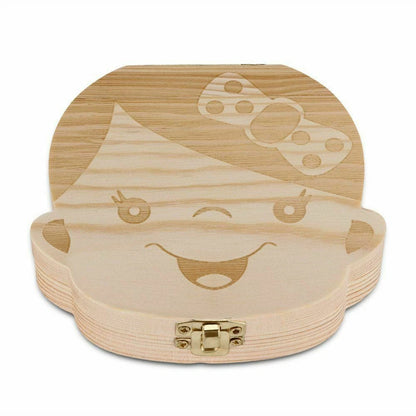 Baby Wooden Tooth Storage Box Kids Children Teeth Holder Keepsake Organizer Gift | Milk Teeth Memory Box for Boys & Girls