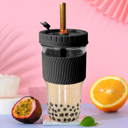 24oz Water Cup Set Wide Mouth Jar Drinking Smooth with Lid Straw Bottles Storage | Reusable Mason Style Drink Tumblers