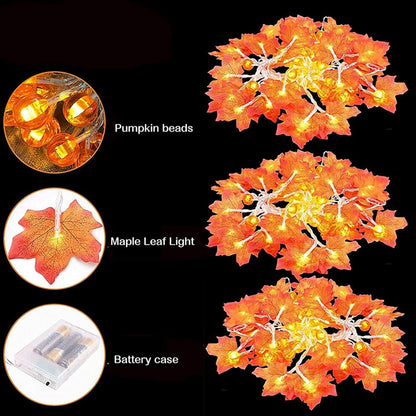 ZOELNIC Halloween maple leaf string lights 20LED orange