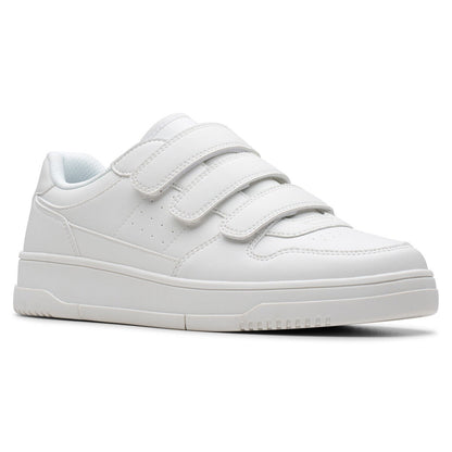 Clarks Kids Canyon Sky white trainers, main view