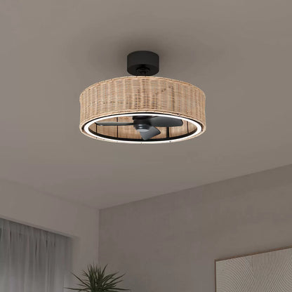 Artika Kalani 24 (61cm) Rattan Fan Light with Remote Control | Silent Cooling & Ambient Boho Lighting | Ideal for Bedrooms & Living Spaces