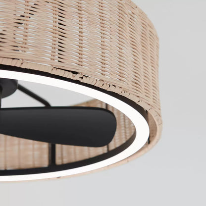 Artika Kalani 24 (61cm) Rattan Fan Light with Remote Control | Silent Cooling & Ambient Boho Lighting | Ideal for Bedrooms & Living Spaces