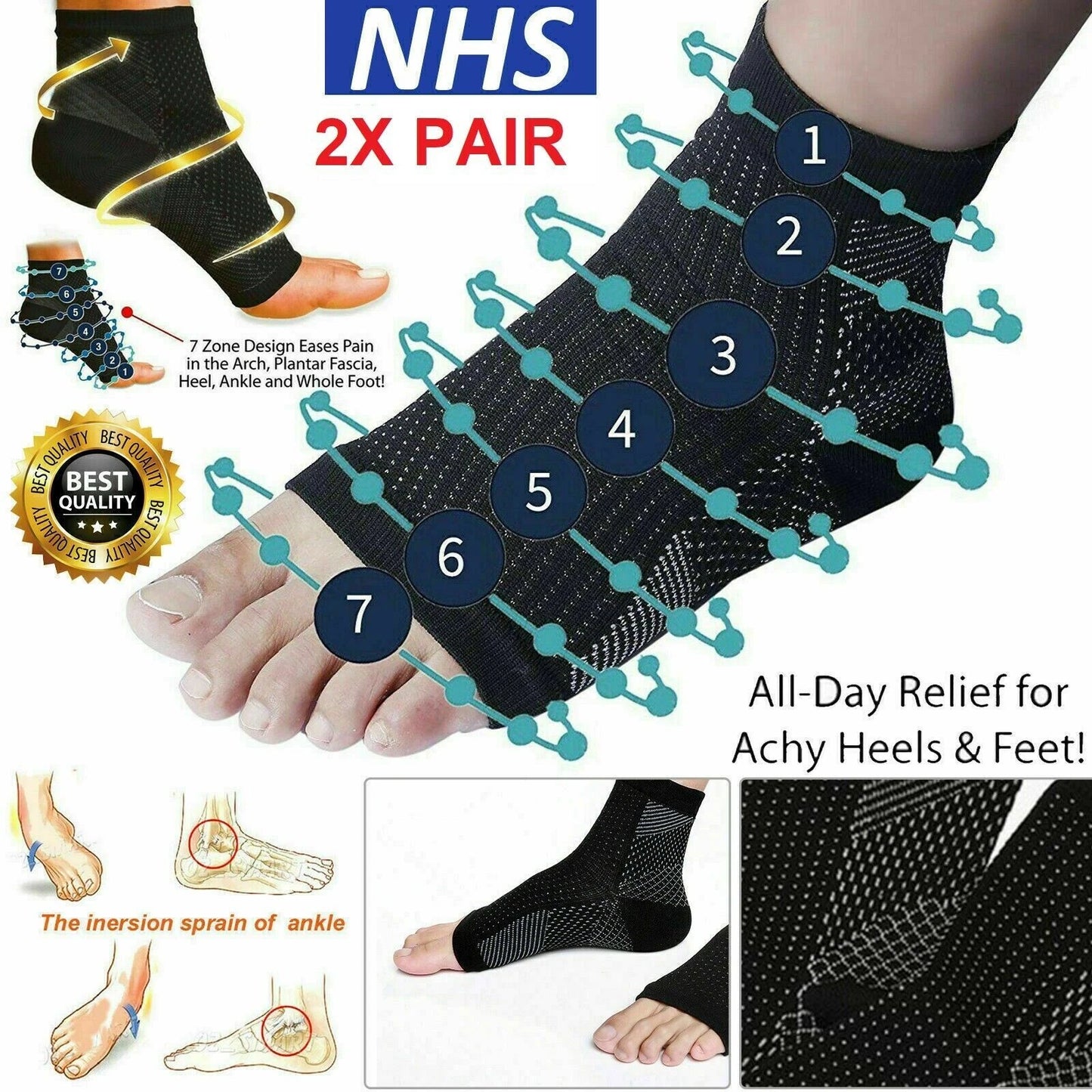Compression foot support socks for plantar fasciitis arch and heel pain relief-1
