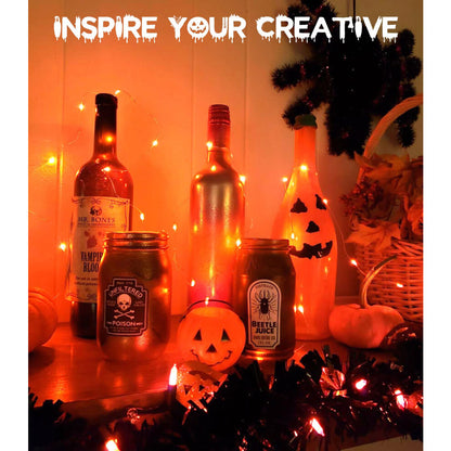 A 3-meter strand of 30 orange LED fairy lights on micro silver wire glowing softly around an indoor window frame.