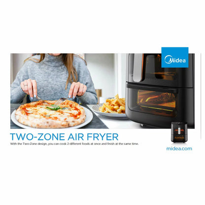 Midea Dual Basket Air Fryer 11L MAF112B0BPKW | Dual Zone Cooking | Large Family Meals