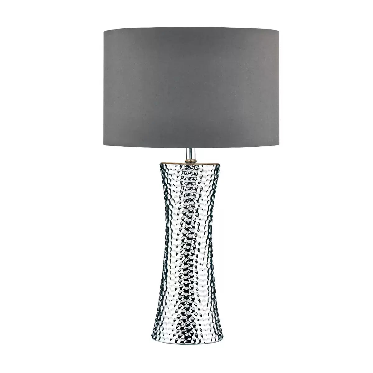 Bokara Hammered Effect Ceramic Table Lamp with textured hammered ceramic base and elegant contemporary design for living room or bedroom lighting.