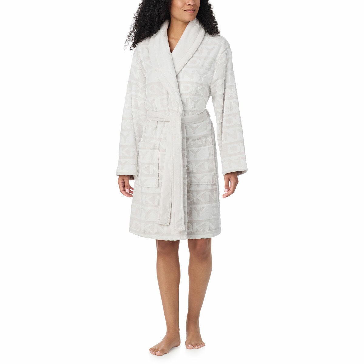 DKNY women's frosted plush robe, view 3