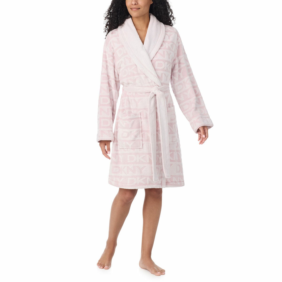 DKNY women's frosted plush robe, view 4