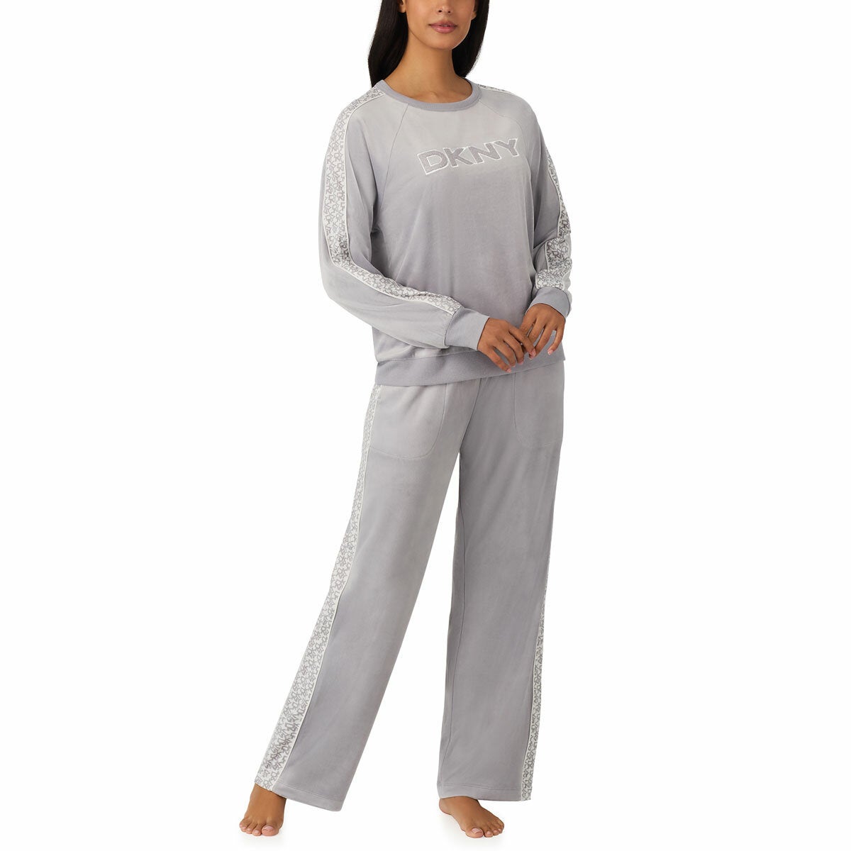DKNY women's plush lounge set, view 3