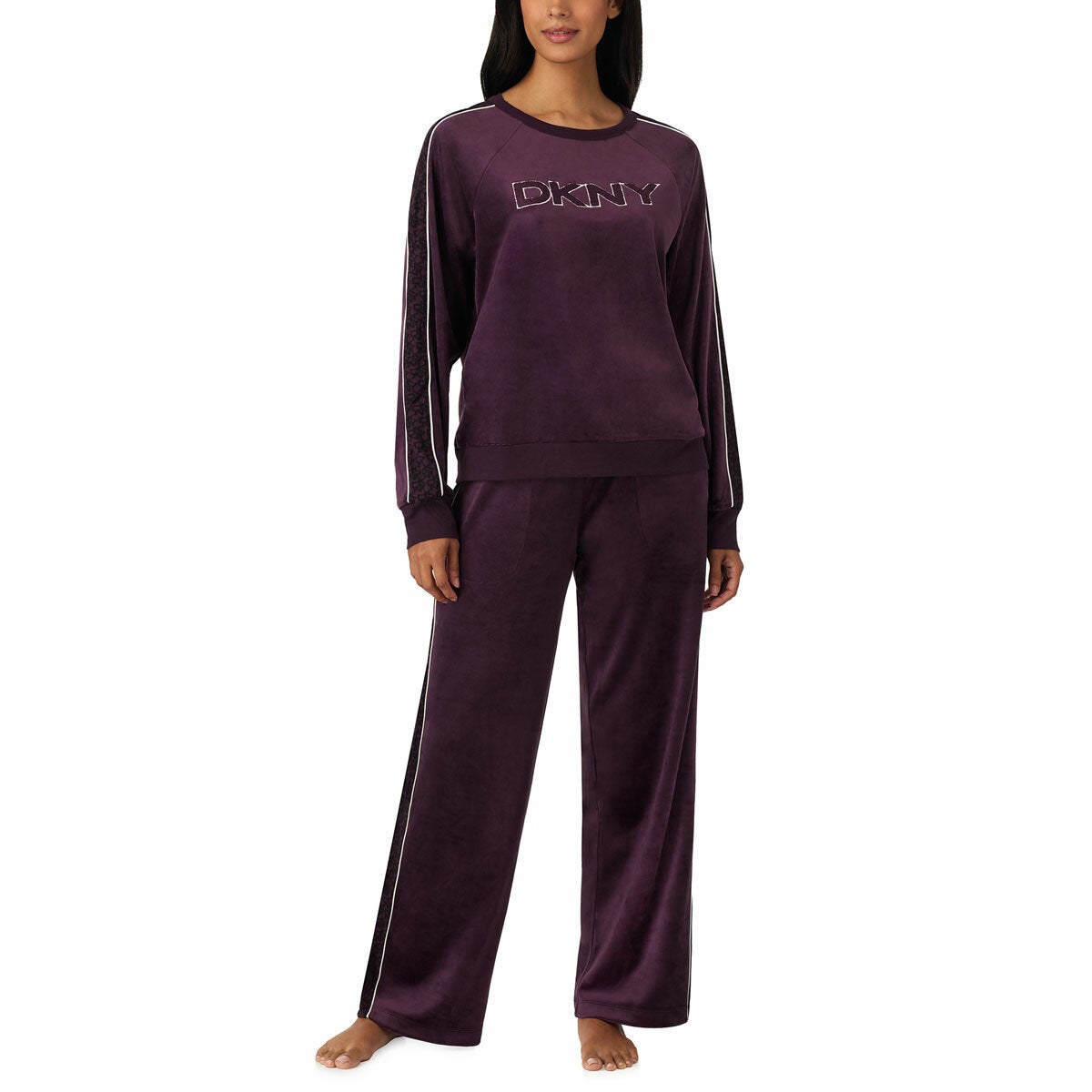 DKNY women's plush lounge set, view 4