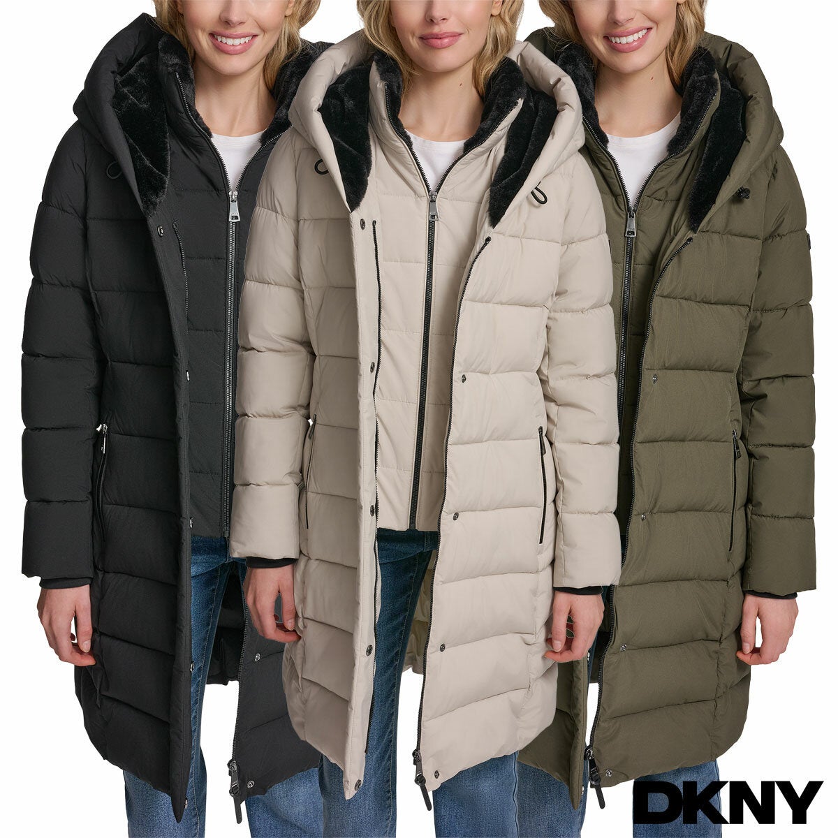 DKNY women's puffer coat, main view