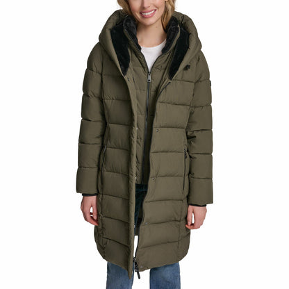 DKNY women's puffer coat, view 3