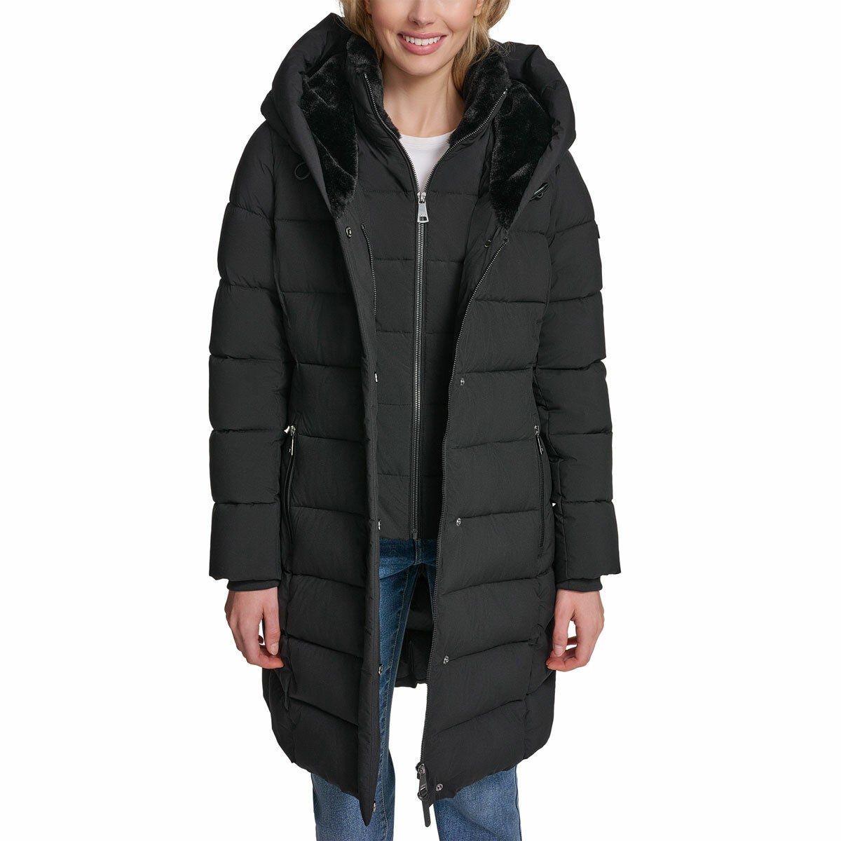 DKNY women's puffer coat, view 4