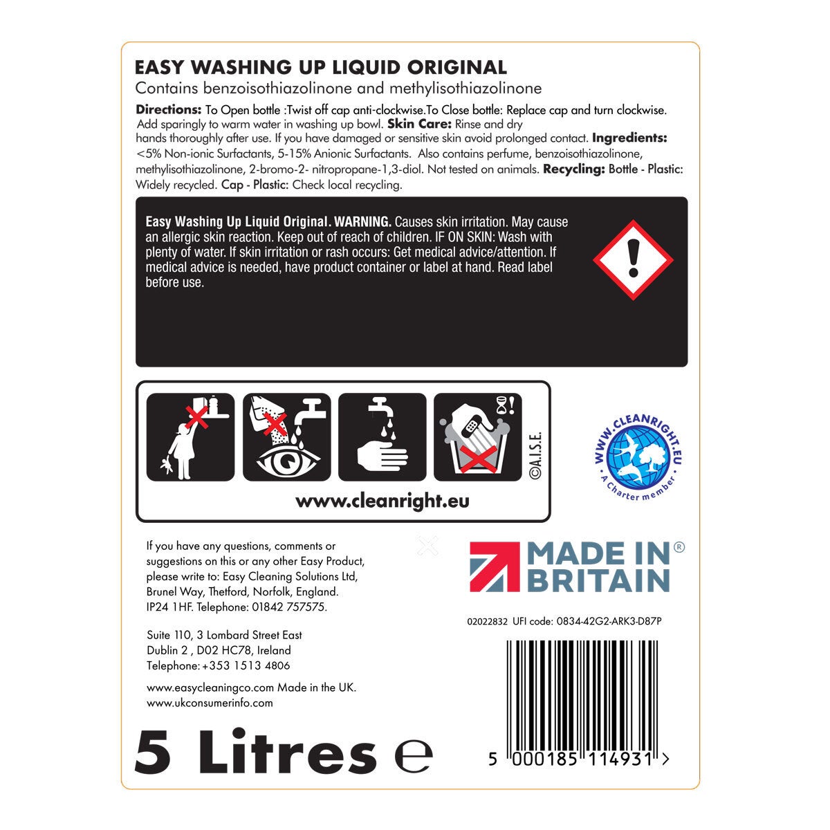 Easy Original washing up liquid 5L, view 2