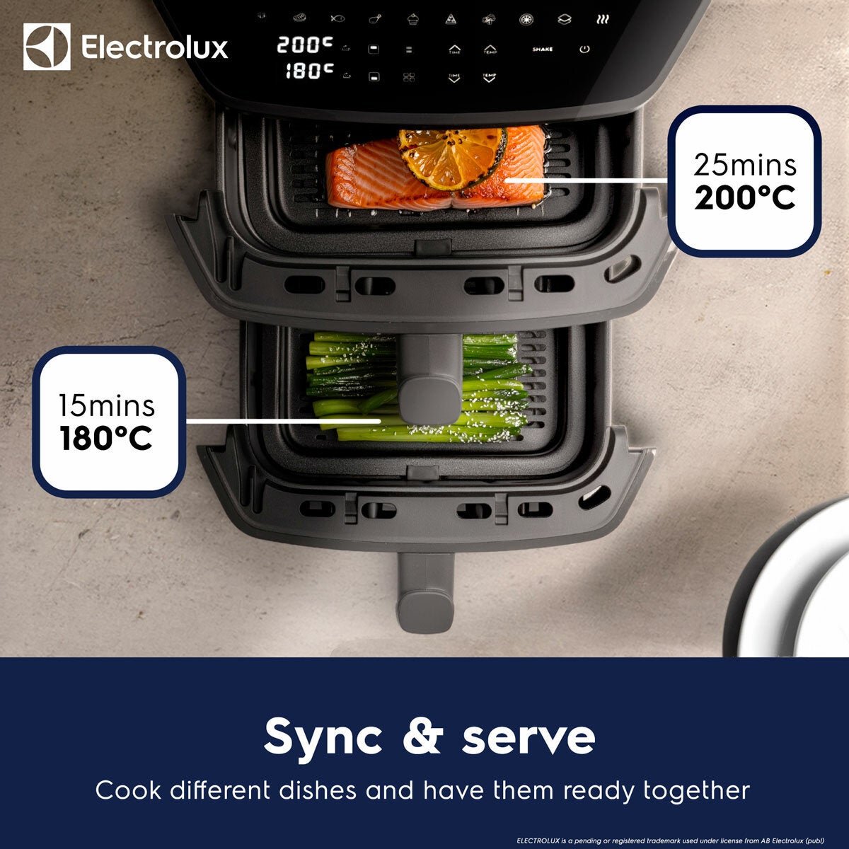 Electrolux 12L stacked dual drawer air fryer, view 3