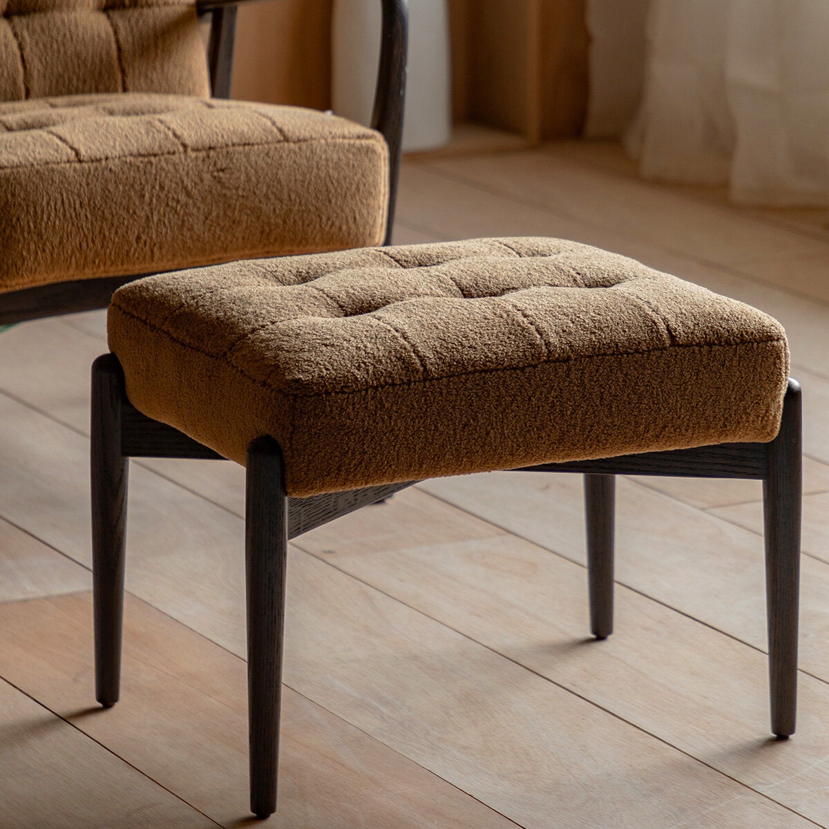 Gallery Humber orange faux sheepskin footstool, main view
