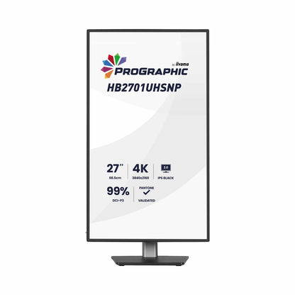 iiyama ProGraphic 27 inch 4K UHD IPS monitor HB2701UHSNP-B1 professional display for design editing and office work - 2
