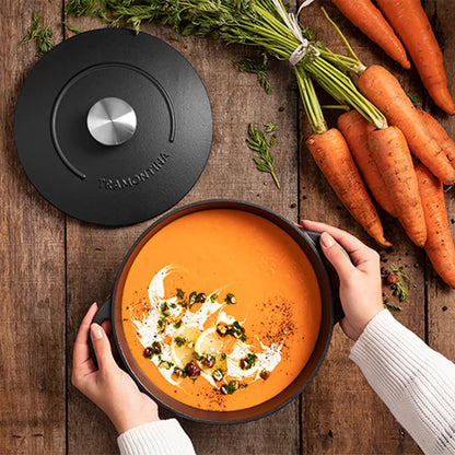 Tramontina Enamelled Cast Iron Casserole Dish 24cm 4.0L | Superior Heat Retention | Slow Cooking & Family Meals