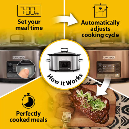 Crockpot TimeSelect 5.6L Digital Slow Cooker CSC066 | Programmable Precision Cooking | Busy Families & Home Cooks