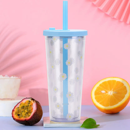 Reusable 24 Oz Boba Cup with Lid and Straw Leakproof Kawaii Bubble Tea Cup | Eco-Friendly Tumbler for Smoothies & Cold Drinks