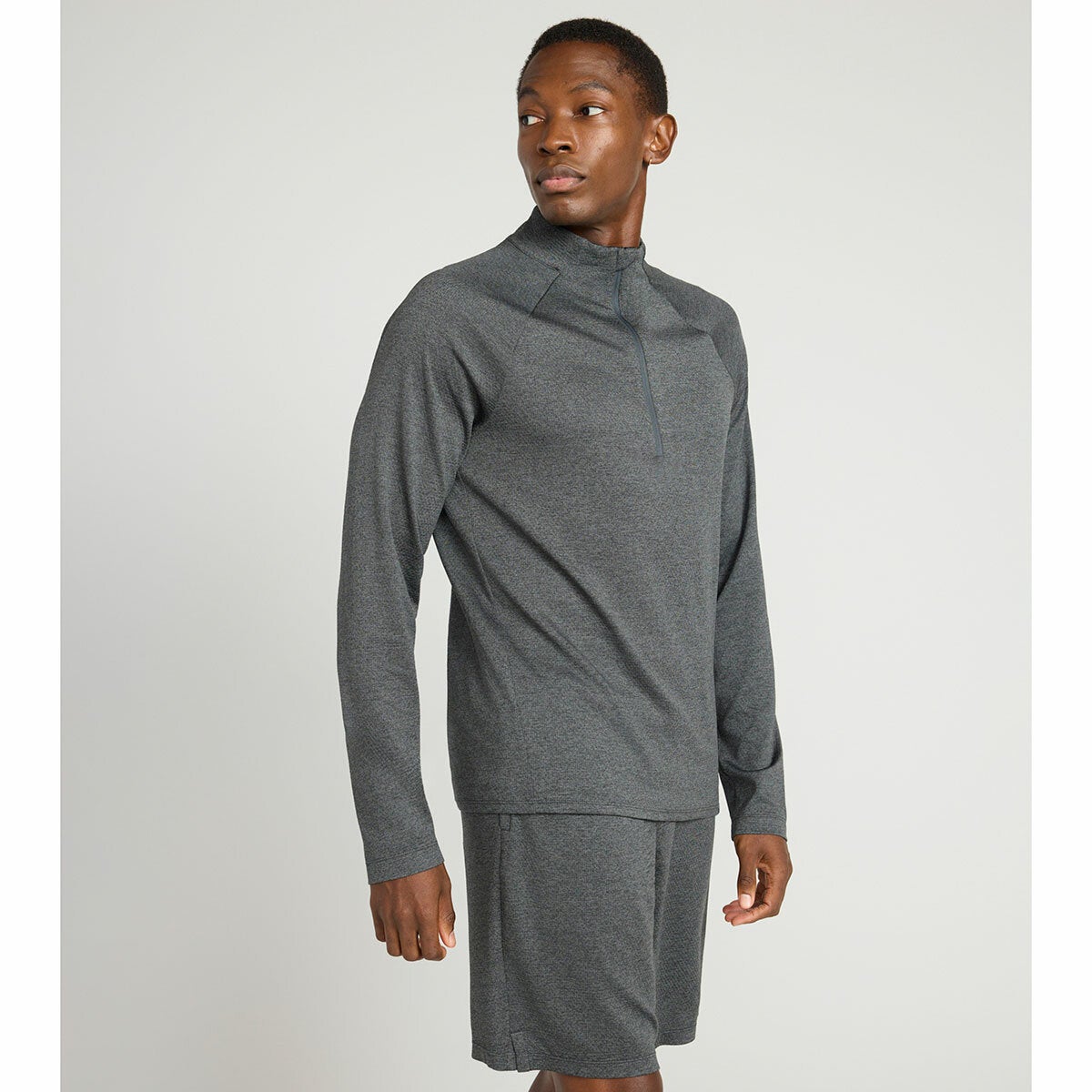 Mondetta men's active melange quarter zip, view 2