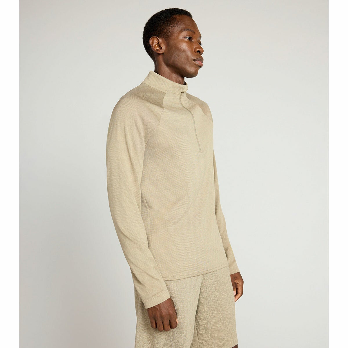Mondetta men's active melange quarter zip, view 3