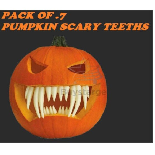 Halloween 7 Pcs Pumpkin Carving Teeth Set for Kids – Creative Jack-o'-Lantern Accessories