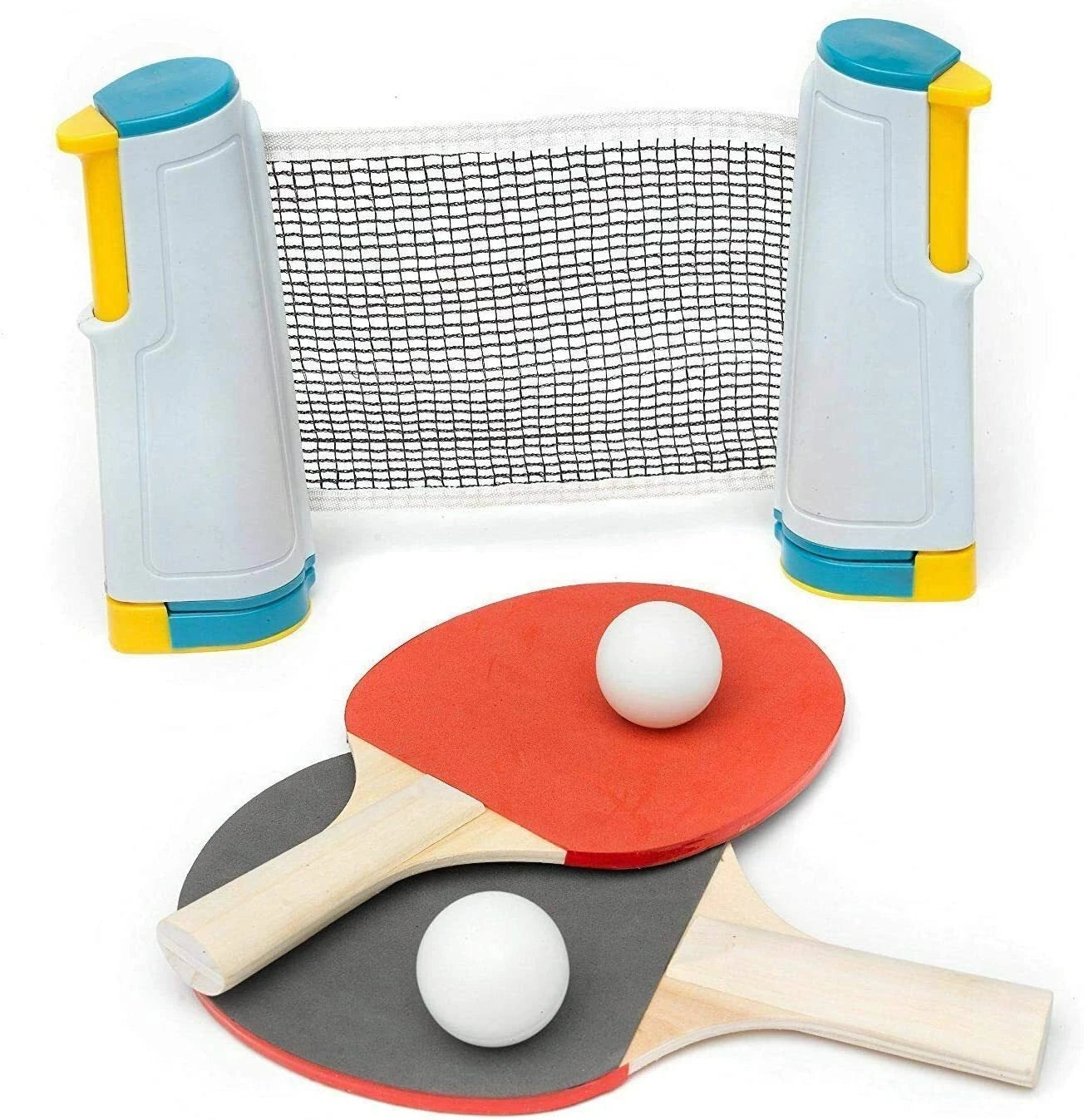 Portable indoor outdoor table tennis set with paddles and net for instant ping pong game-1