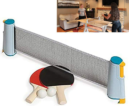 Portable indoor outdoor table tennis set with paddles and net for instant ping pong game-2