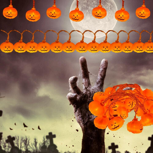 PAWARSO Halloween Pumpkin String Lights 3 Metres 20 LEDs, 2 Modes Waterproof Fairy Lights Battery Operated for Halloween