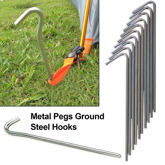 50 galvanised steel tent pegs for camping with strong ground anchor grip-1