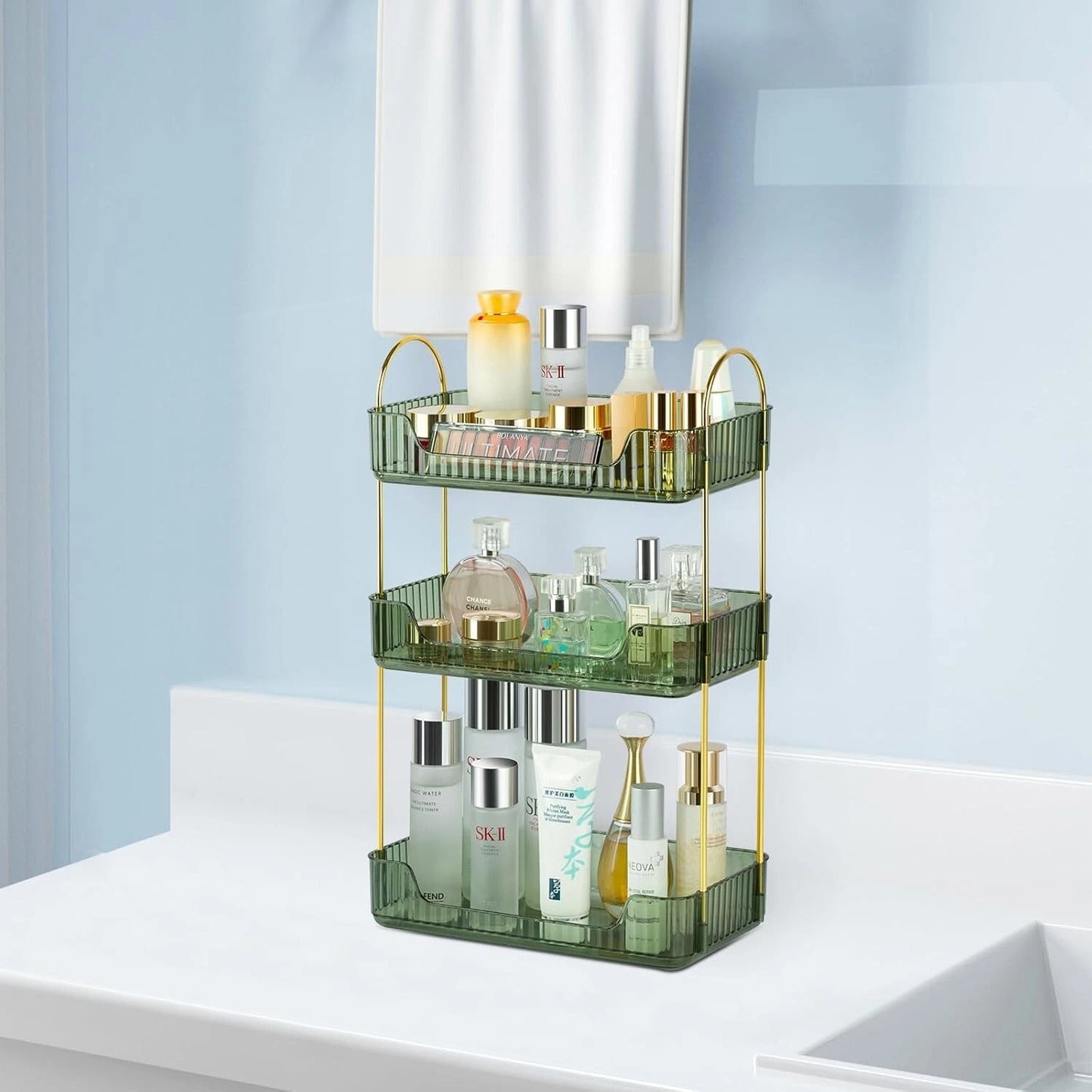 3 tier cosmetic makeup organiser shelf for perfumes, skincare and beauty storage-5