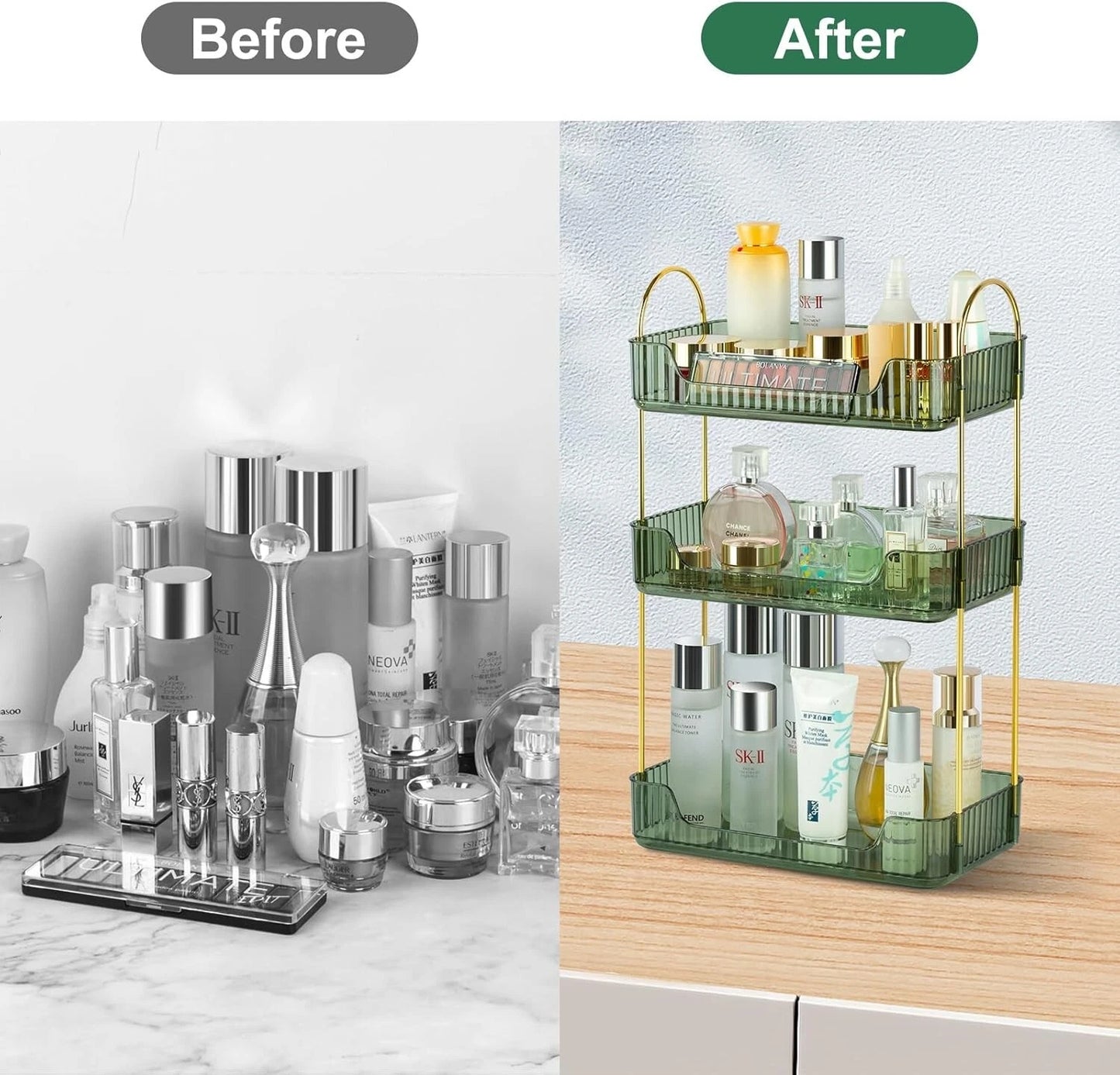 3 tier cosmetic makeup organiser shelf for perfumes, skincare and beauty storage-7