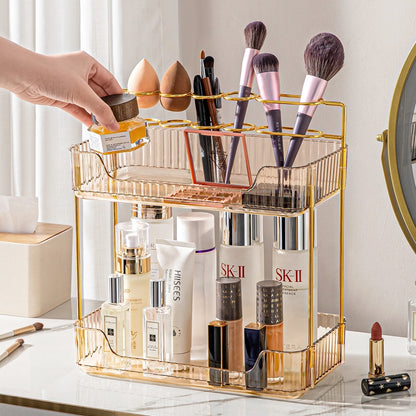 2 tier cosmetic makeup organiser shelf for perfumes, skincare and vanity storage-3