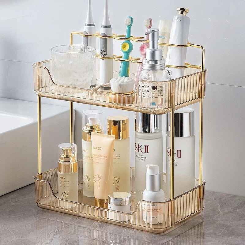 2 tier cosmetic makeup organiser shelf for perfumes, skincare and vanity storage-6