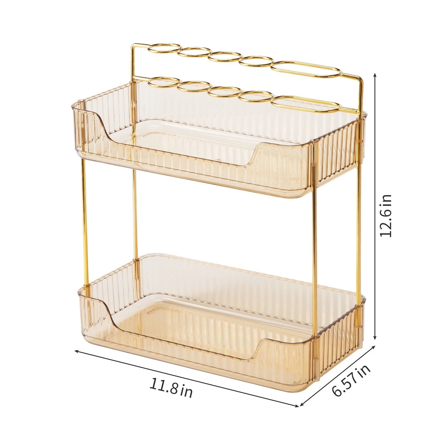 2 tier cosmetic makeup organiser shelf for perfumes, skincare and vanity storage-5
